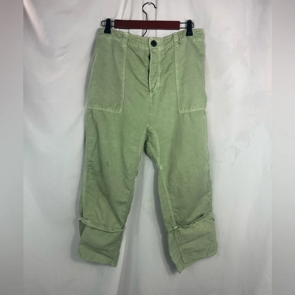 Zara cargo linen blend turn up hem trousers size M